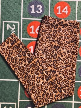 Kate Park Womens L Brown Black Leopard Print Stretch Leggings